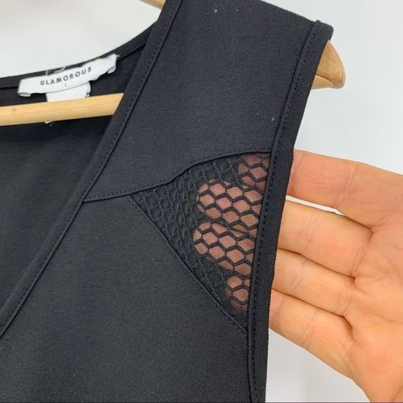 Glamorous Dress Large 9290 Black Scuba Mesh Cut - Picture 5 of 7